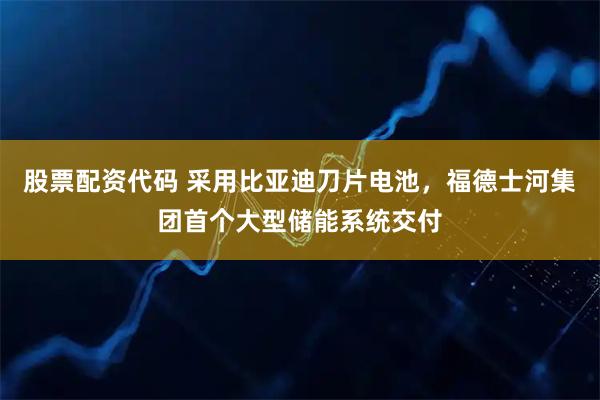 股票配资代码 采用比亚迪刀片电池，福德士河集团首个大型储能系统交付